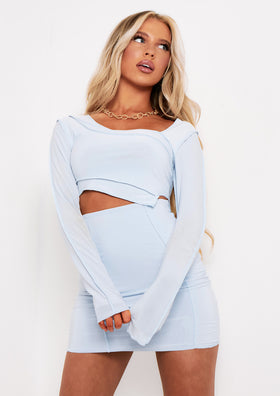 Dani Blue Slinky Piping Detail Crop Top Dani Blue Slinky Piping Detail Crop Top