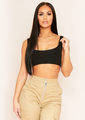 Nicanora Black Basic Cropped Vest