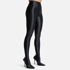 Aim-High Pointed Toe Long Legging Heel Boot In Black Lycra