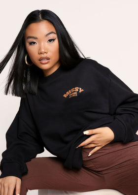 Casey Black Missy Empire Logo Oversized Sweatshirt