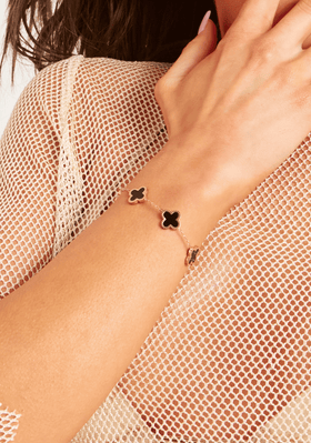 Cassia Black Flower Detail Bracelet