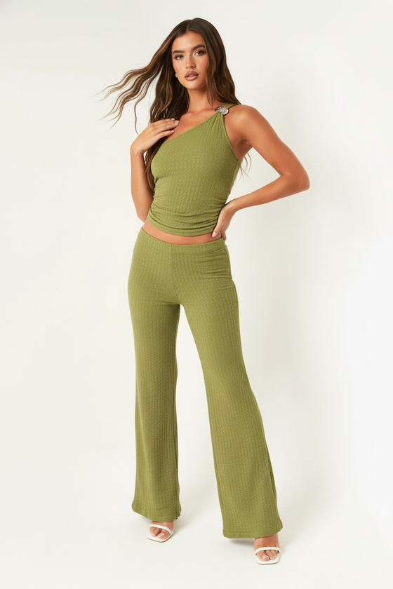 Katie Olive Straight Leg Trousers