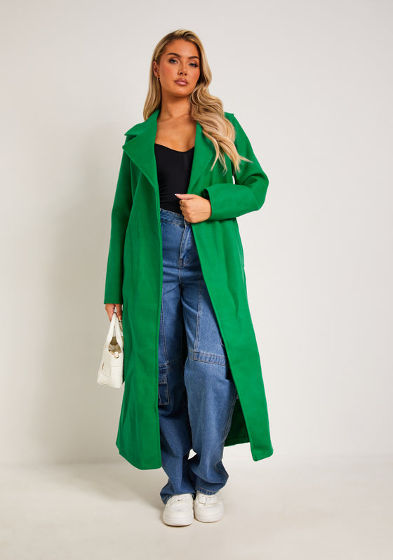 Layla Green Brushed Wool Blend Trench Coat