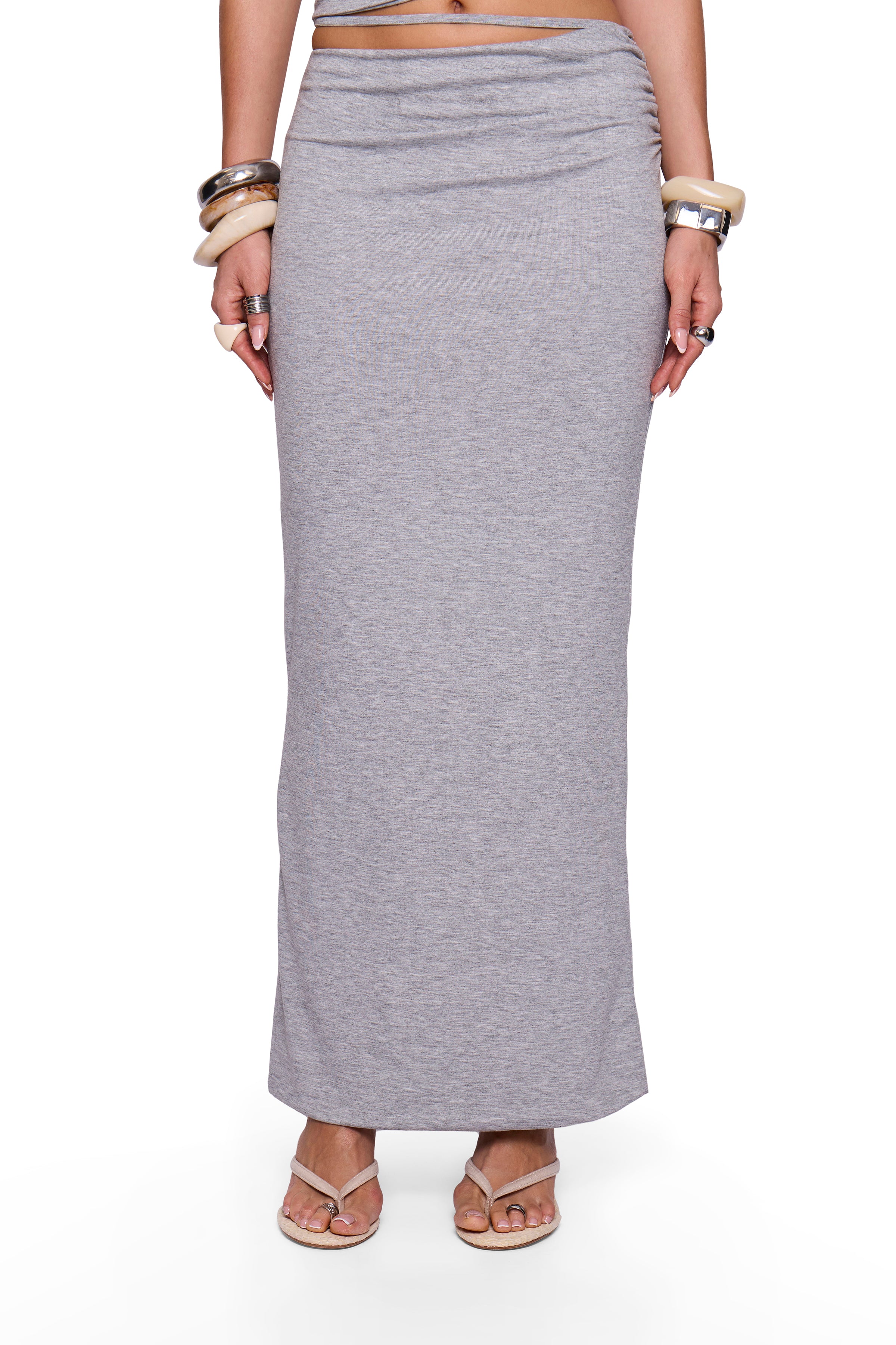 Grey Marl Strap Maxi Skirt