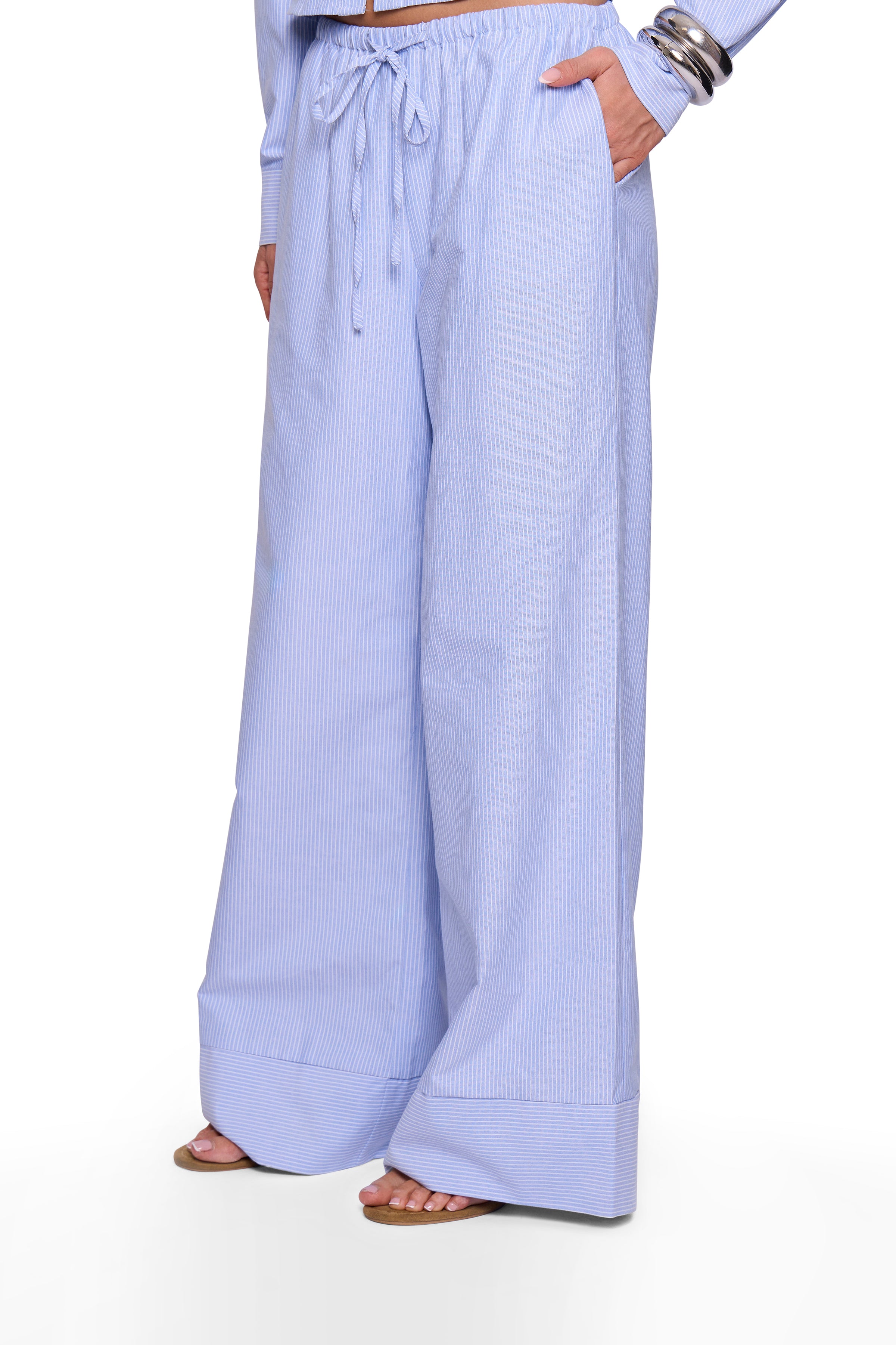 Blue Pinstripe Wide Trouser