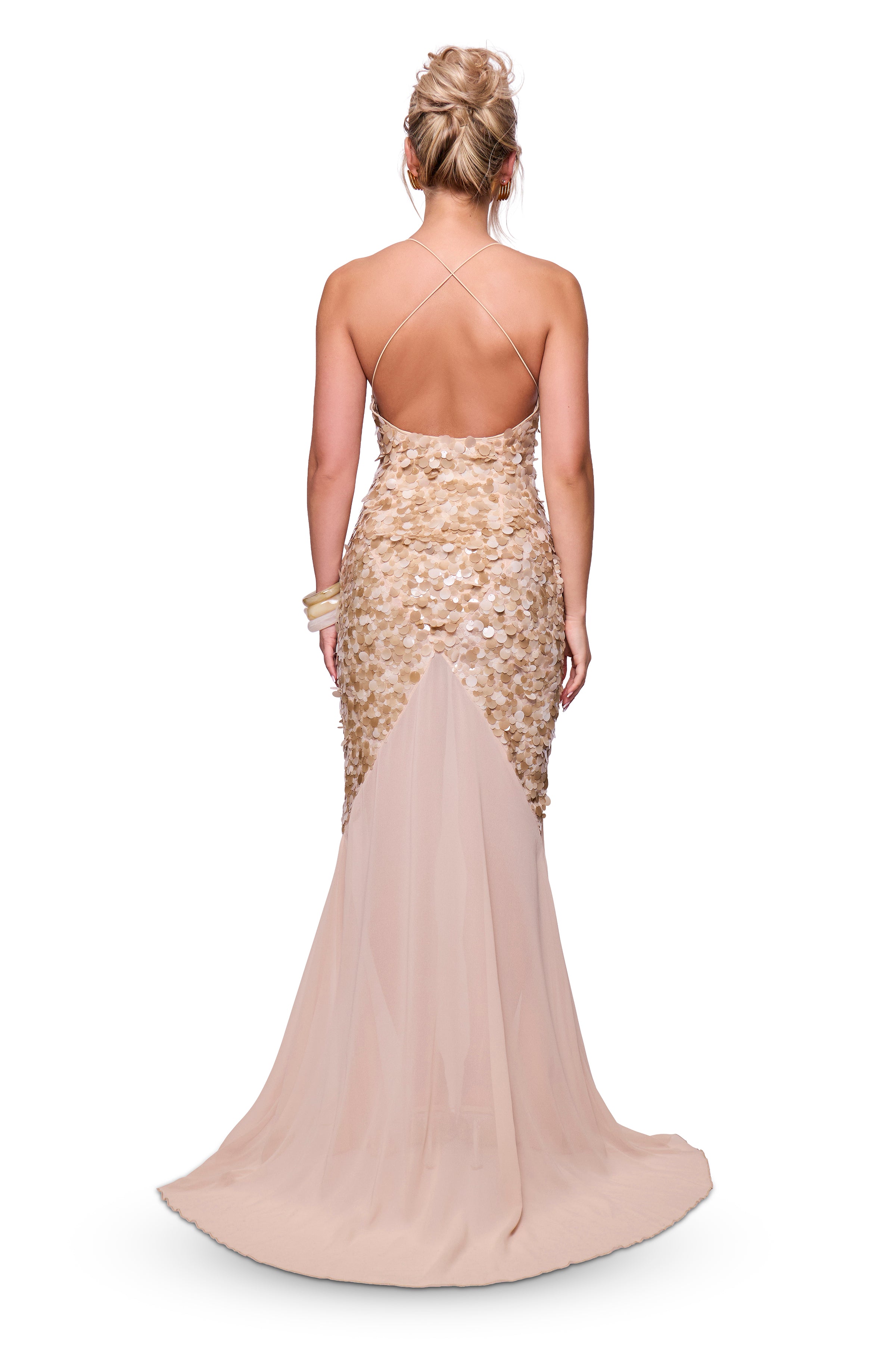 Taupe Sequin Maxi Dress