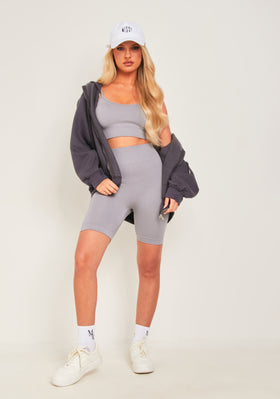 Milly Grey Seamless Built In Bra Top and Shorts Set
