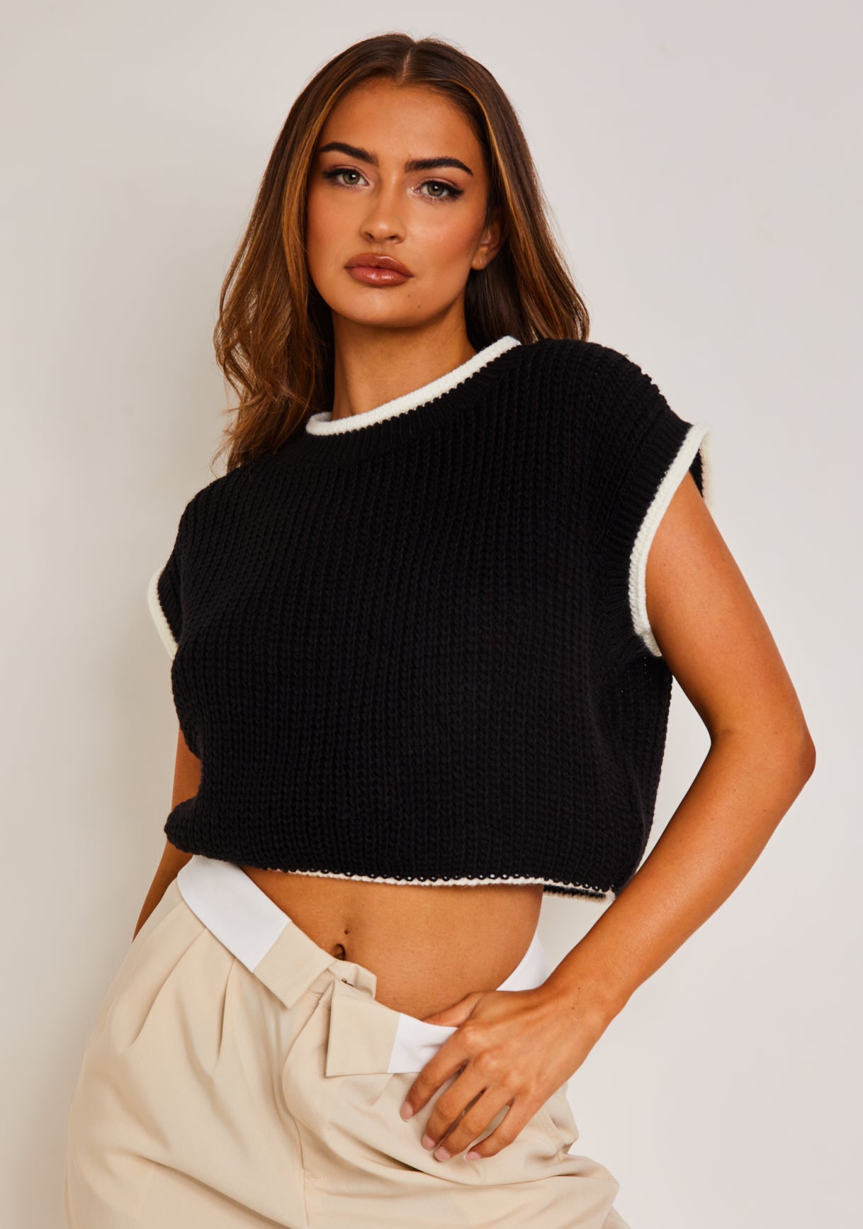 Missy Empire 【 Cropped Knitted Jumper Vest Women 】 ファッション レディースファッション トップス その他トップス レデ Knitted Vests | Women's Sweatervests & Knitted Tank Tops
