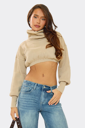 Brylee Beige Cropped Knitted Jumper