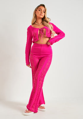 Marla Pink Laddered Knitted Trousers
