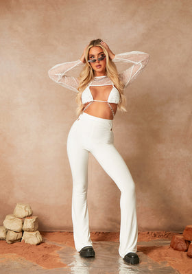 Summer Cream Flare Co-ord Trousers