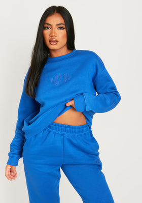 Jasmine Blue Missy Girl Embroidered Oversized Sweatshirt