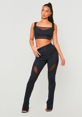 Margot Black Sculpting Legging With Mesh Panels, Women's Leggings