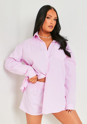 Hallie Pink Pinstripe Oversized Shirt