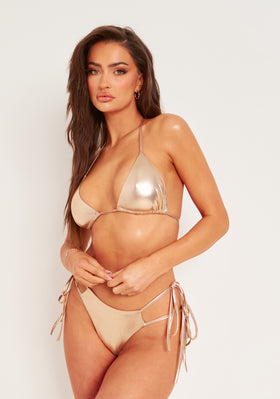 Ava Bronze Metallic Triangle Bikini Top