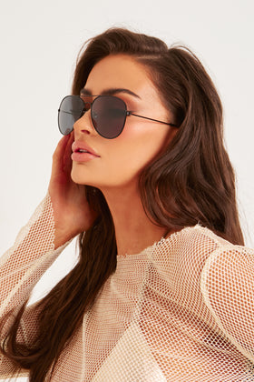 Brielle Black Aviator Sunglasses
