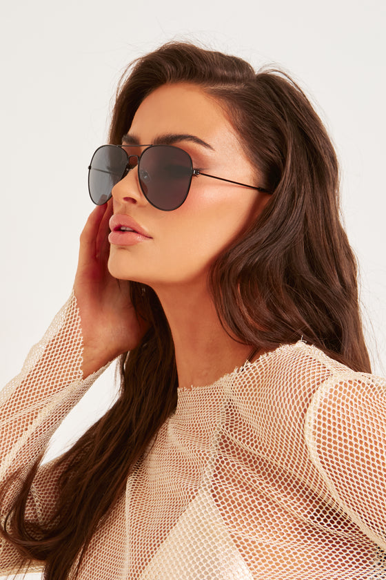 Brielle Black Aviator Sunglasses