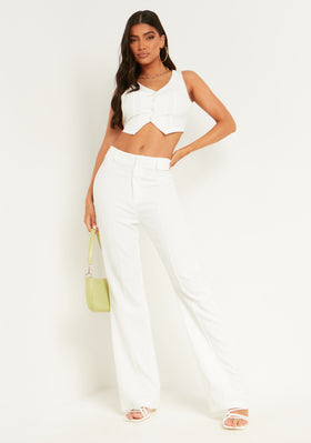 Georgia White Tailored Seam Detail Trousers