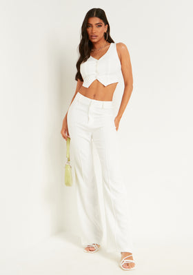 Ciara White Tailored Crop Waistcoat