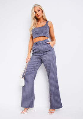 Paris Pinstripe Grey Tailored Relaxed Fit Trouser