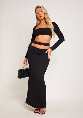 Milanna Black Cut Out Maxi Skirt