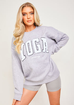 Bonnie Light Grey Marl Borg Oversized Yoga Sweatshirt