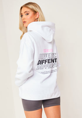 Halle White Oversized Graphic Hoodie