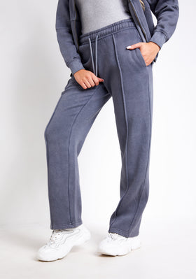 Bailey Washed Charcoal Seam Detail Wide Leg Joggers