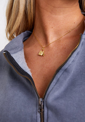Mazie Gold Lock Detail Pendant Necklace