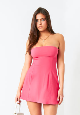 Ophelia Pink Bengaline Bandeau Mini Dress