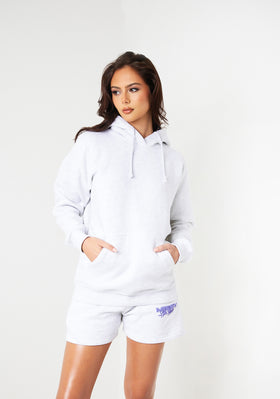 Tia Grey Marl Missy Lifestyle Puff Print Oversized Hoodie