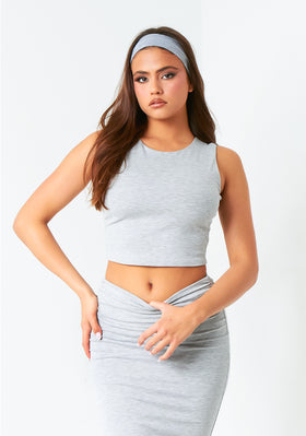 Fay Light Grey Soft Racer Back Top