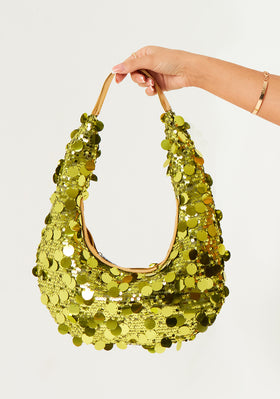 Lexi Gold Disc Sequin Shoulder Bag