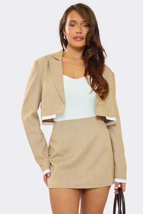 Christina Stone Contrast Cropped Blazer