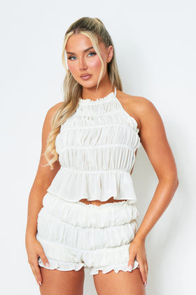 Billie Ivory Frill Halterneck Top