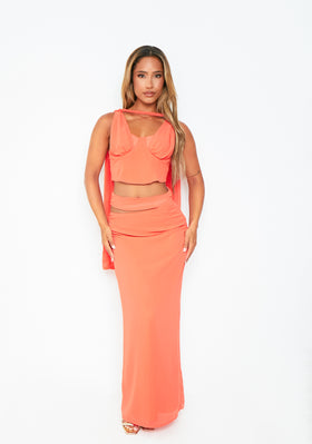 Chloe Orange Chiffon Maxi Skirt