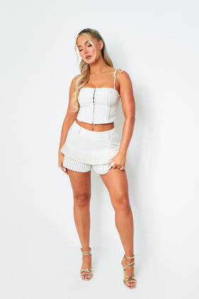Olivia Cream Ruffle Mini Shorts