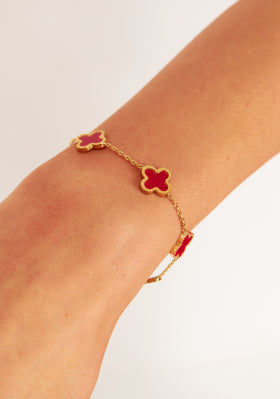 Cassia Red Flower Detail Bracelet