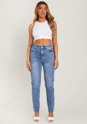 Syden Denim Ripped Side Mom Jeans