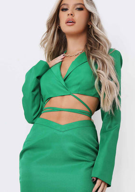Janie Green Tailored Tie Waisted Cropped Blazer Co-ord