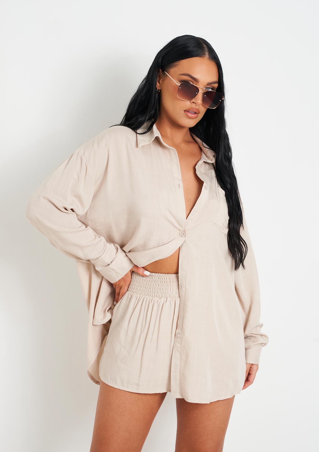 Missy Empire 【 Linen Oversized Shirt Women 】 ファッション レディースファッション トップス シャツ ブラウス レディー Missy Empire 【 Linen Oversized Shirt Women 】 ファッション