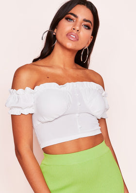 Brooke White Frill Crop Top