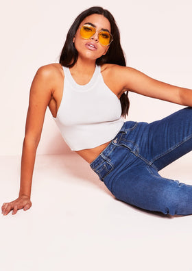 Myla White Ribbed Crop Top