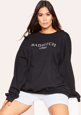 Regina Black Bad Slogan Oversized Sweatshirt