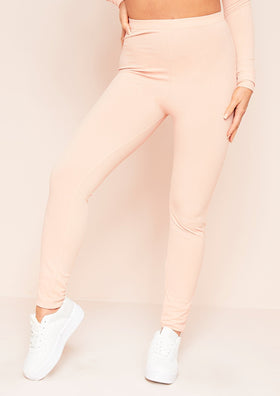 Nova Peach Plain Ribbed Leggings