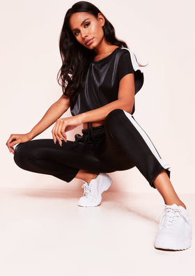 Faheema Black Stripe Loungewear Set