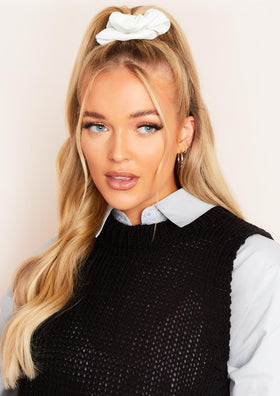 Raine White Faux Leather Scrunchie