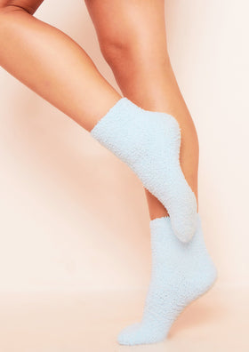 Romy Blue Fluffy Socks