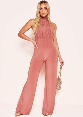 Alexandra Pink High Neck Jumpsuit