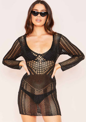 Felicity Black Metallic Cut Out Back Dress